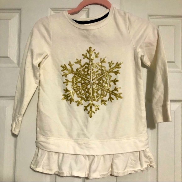 Oshkosh B’gosh holiday gold snowflake sweatshirt girls size 8 FINAL‎ PRICE - Picture 1 of 7
